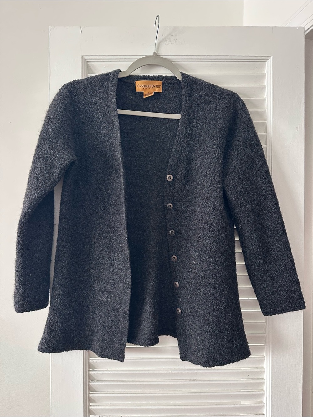 Classiques Entier Petites Charcoal Wool Mohair Blend Bouclé Cardigan Sz S